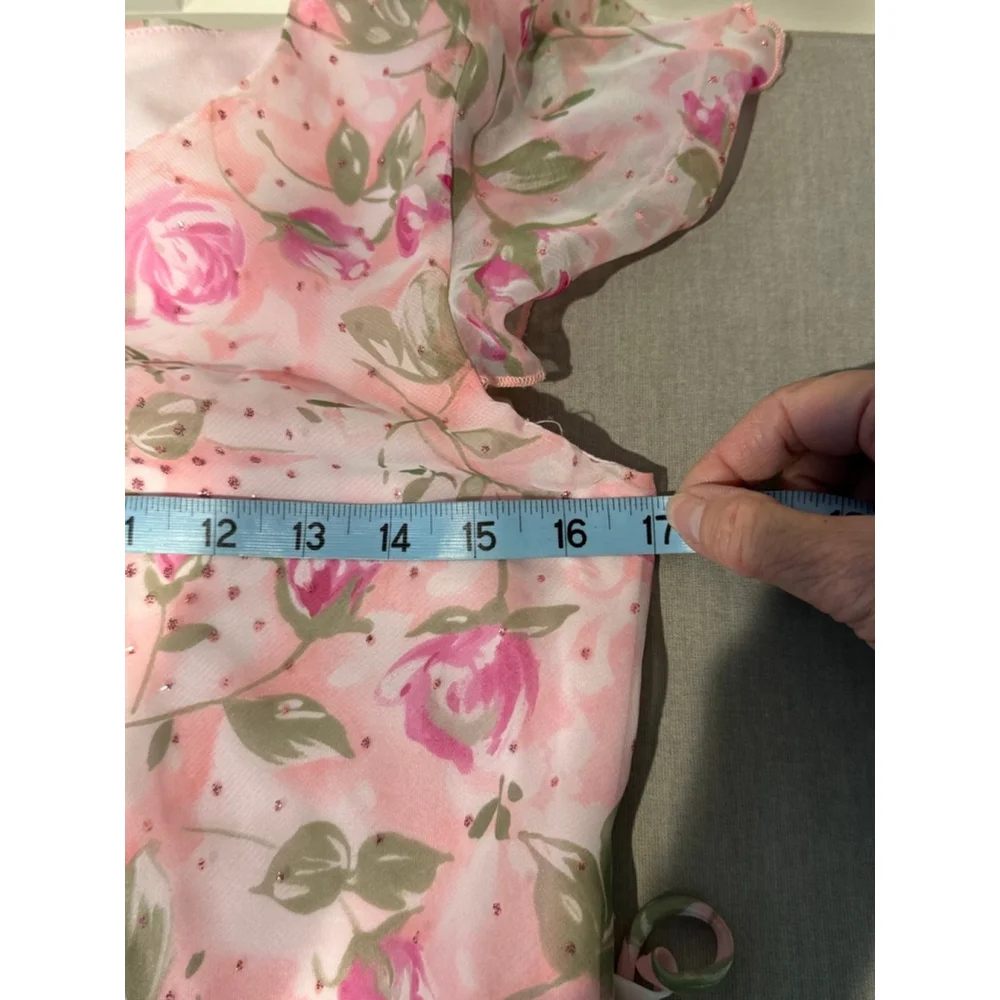Girls Amy Byer Pink Floral Midi lined Dress Size 16